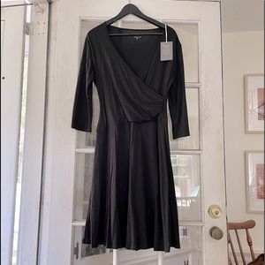 Garnet Hill Tencel blend Faux Wrap Dress NWT Large 3/4 Sleeves